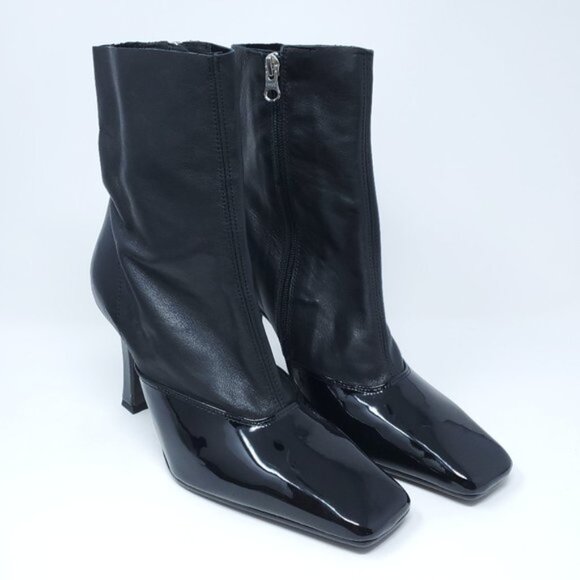L'INTERVALLE Orabelle Black Patent Leather Stiletto Ankle Boots EU 40/US 9-9.5 - Picture 3 of 10